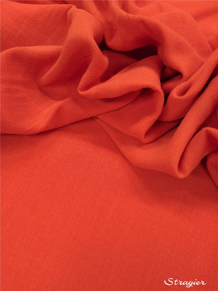 Double Gaze pur Coton - uni - Corail 