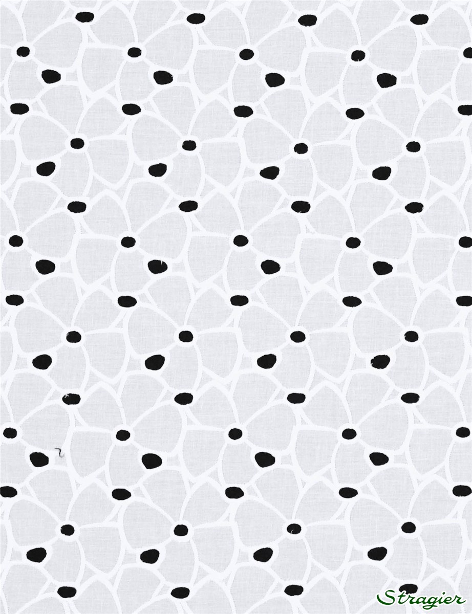 Eyelet Embroidery Cotton Lace Fabric - Pensée - Stragier Optical White