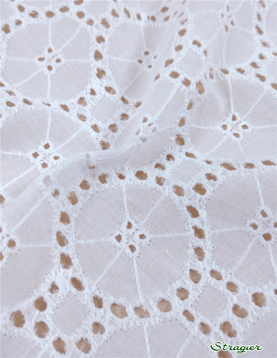 Broderie Anglaise - Medalline - Blanc Optique Stragier 