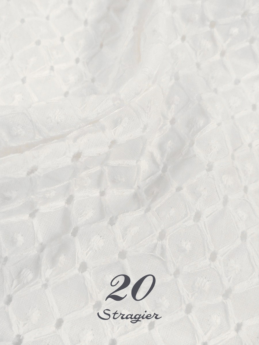 Eyelet Embroidery Cotton Lace Fabric - Scaliane - Stragier Ivory