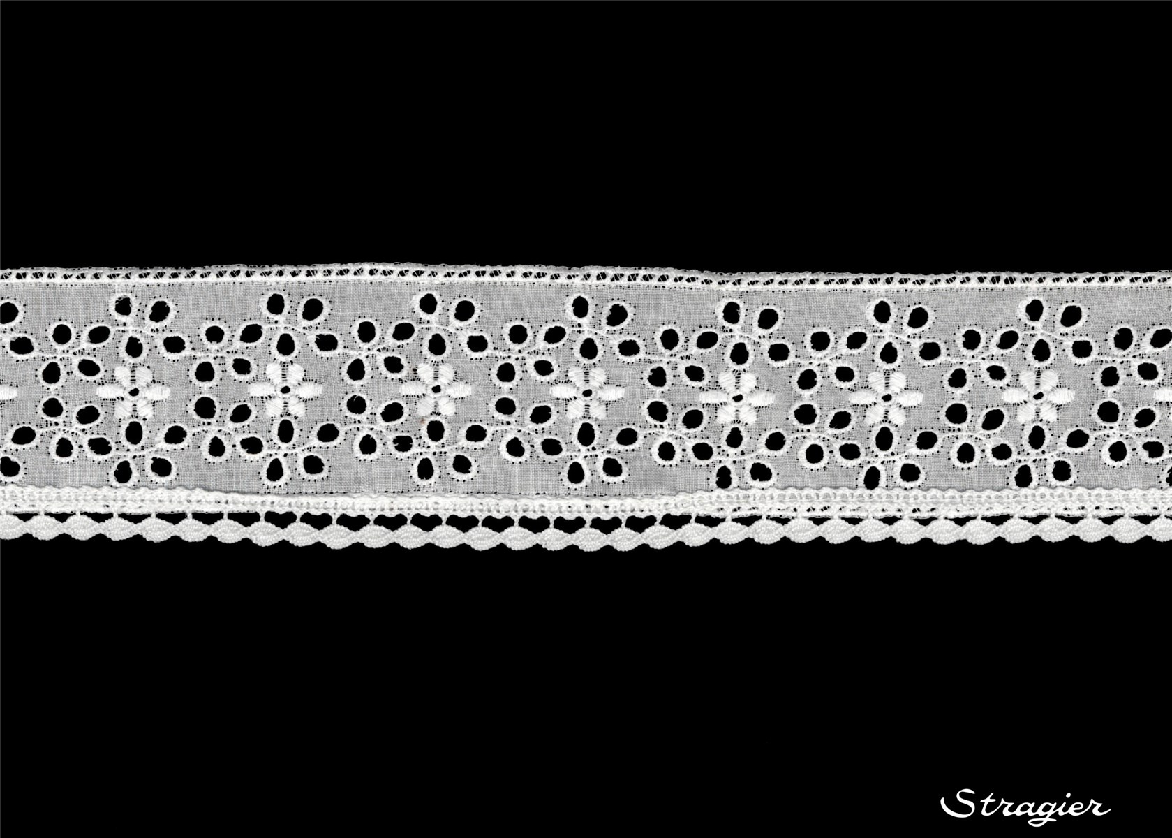 Cotton Eyelet Lace Trim - 012165 - Blanc - 50 mm