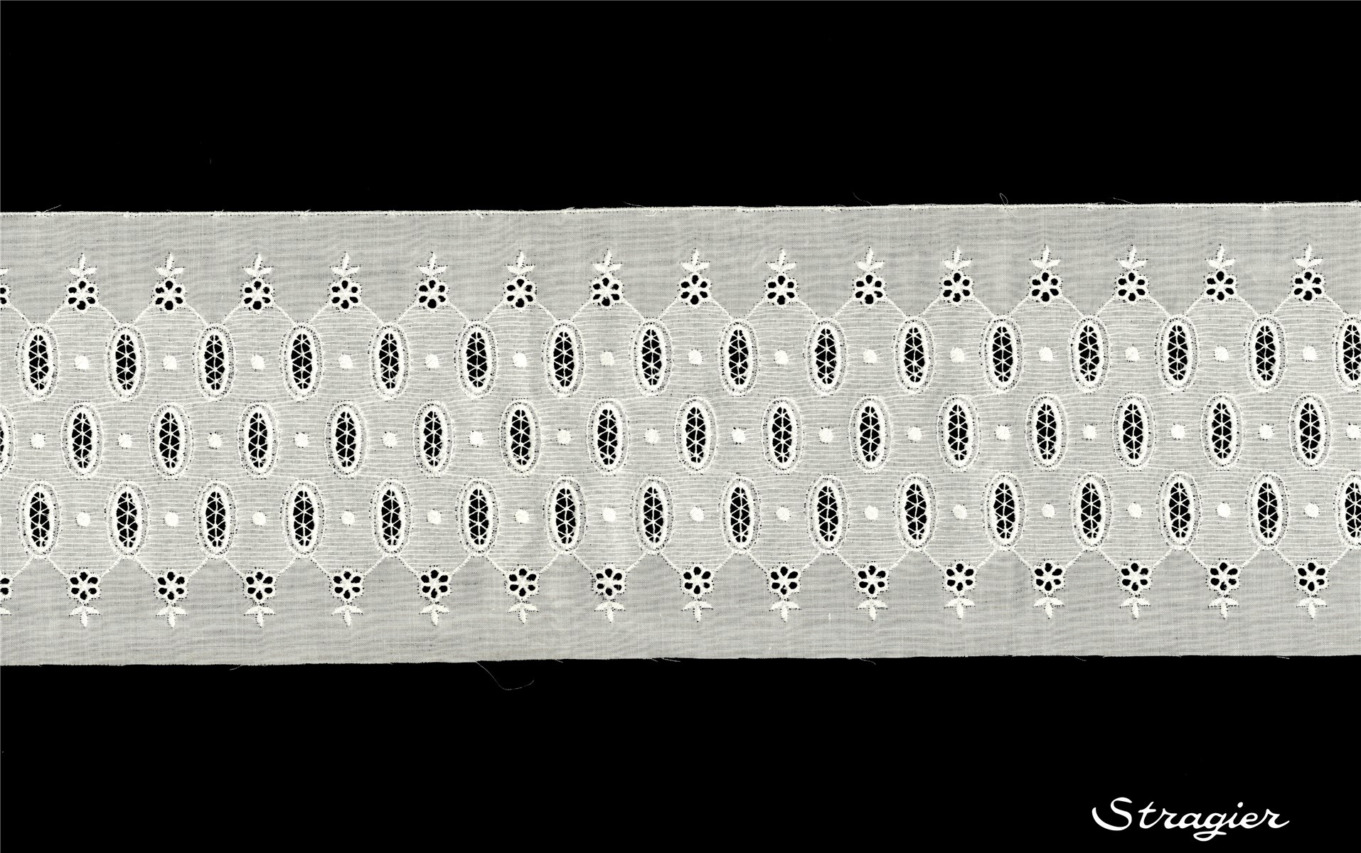 Cotton Eyelet Lace Trim - Olivia - Porcelaine - 135 mm-125 mm