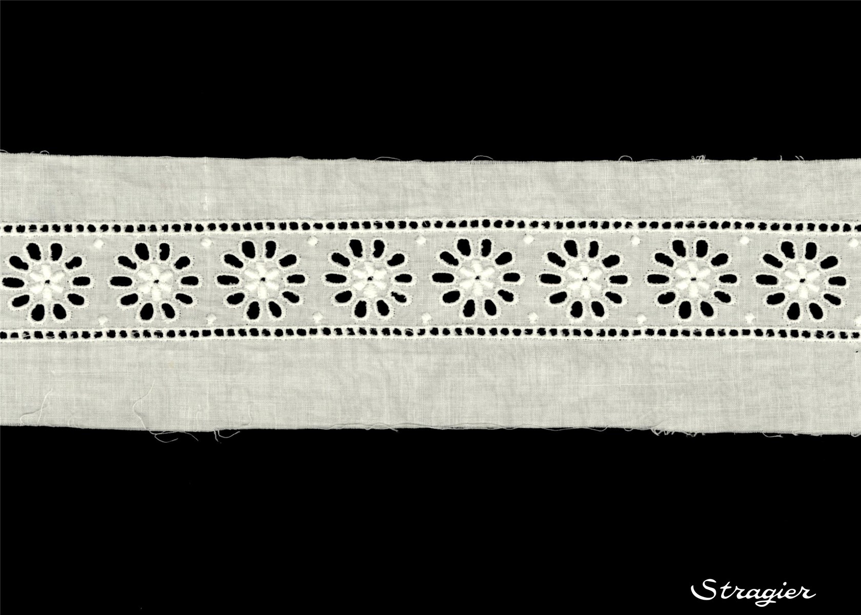 Cotton Eyelet Lace Trim - 012175 - Ivoire clair - 70 mm-30 mm