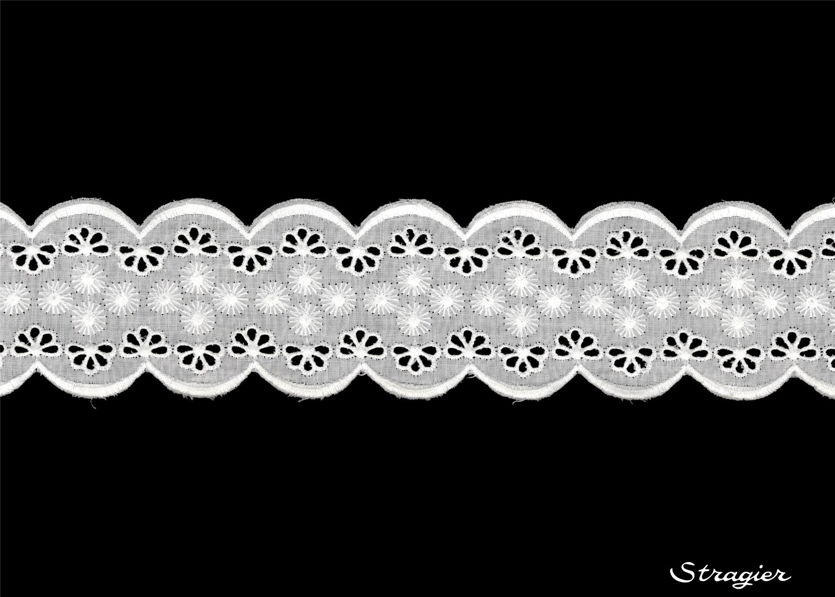 Cotton Eyelet Lace Trim - 012177 - Blanc - 50 mm