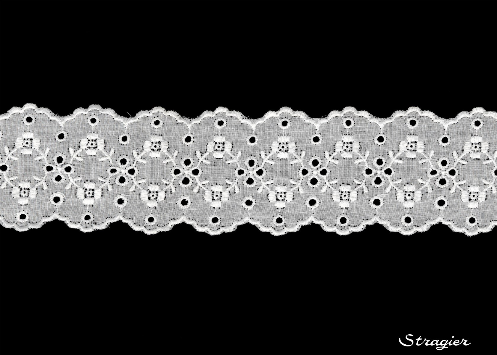 Cotton Eyelet Lace Trim - 012179 - Blanc - 55 mm