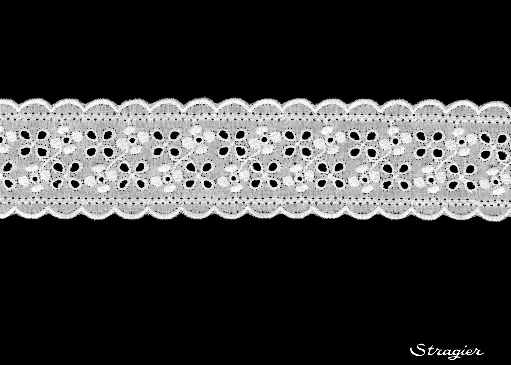 Cotton Eyelet Lace Trim - 012187 - Blanc - 50 mm
