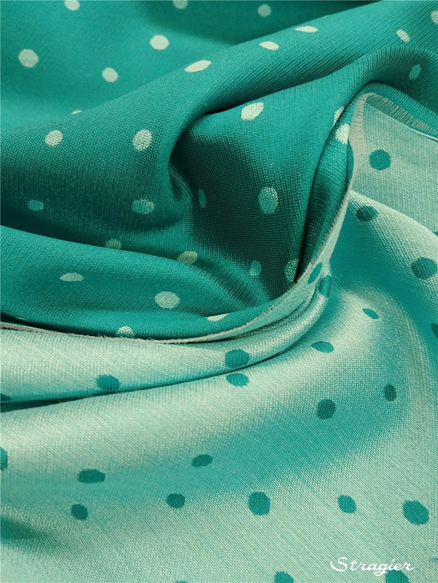 Soie Soft Double - Pois 4 et 5 mm - Emeraude/Menthe