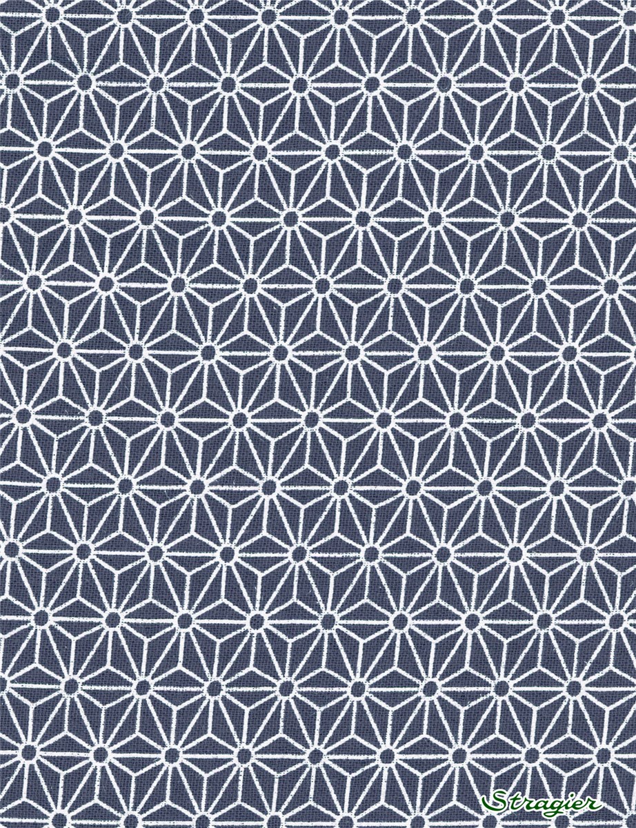Double Gaze pur Coton - Asanoha - Bleu Denim