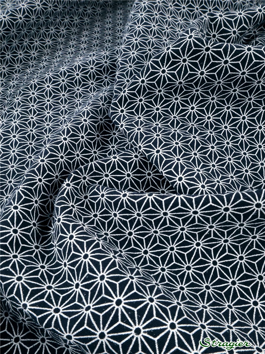 Double pure Cotton Gauze - Asanoha - Marine