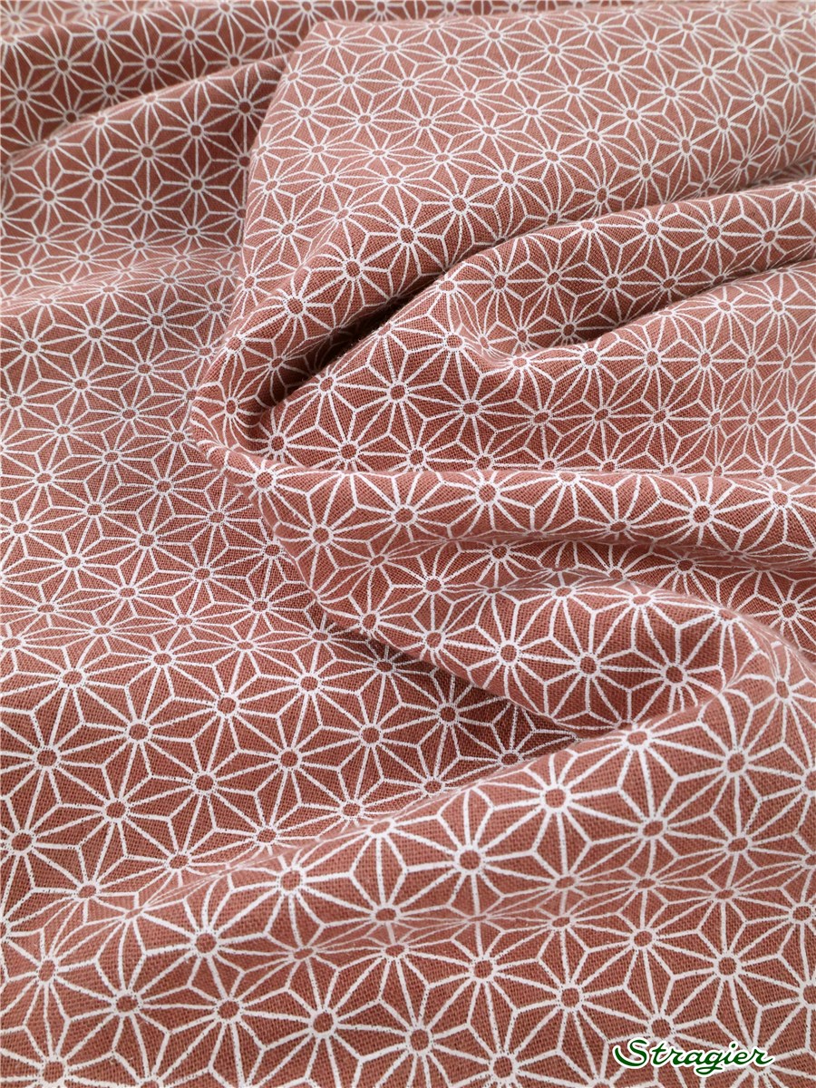 Double Gaze pur Coton - Asanoha - Rose cuivré