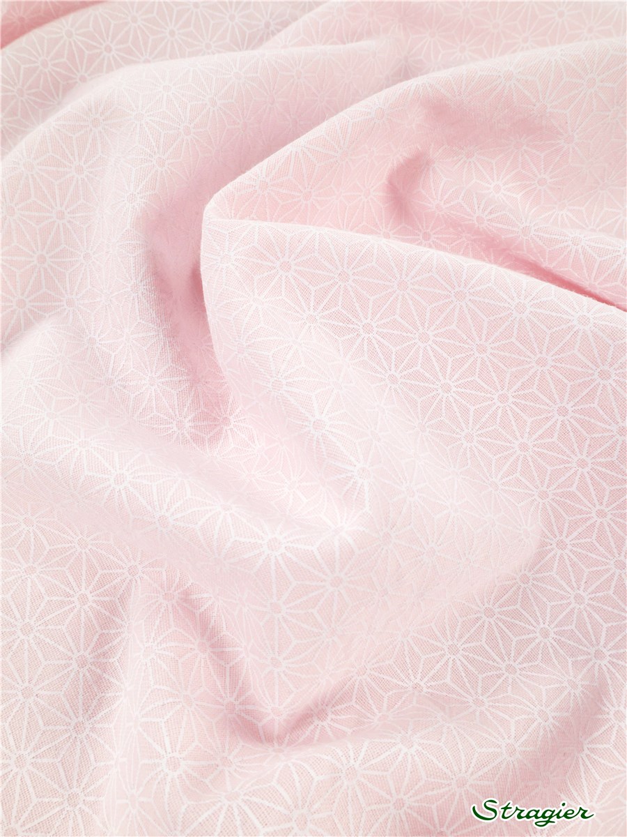 Double Gaze pur Coton - Asanoha - Rose Perle