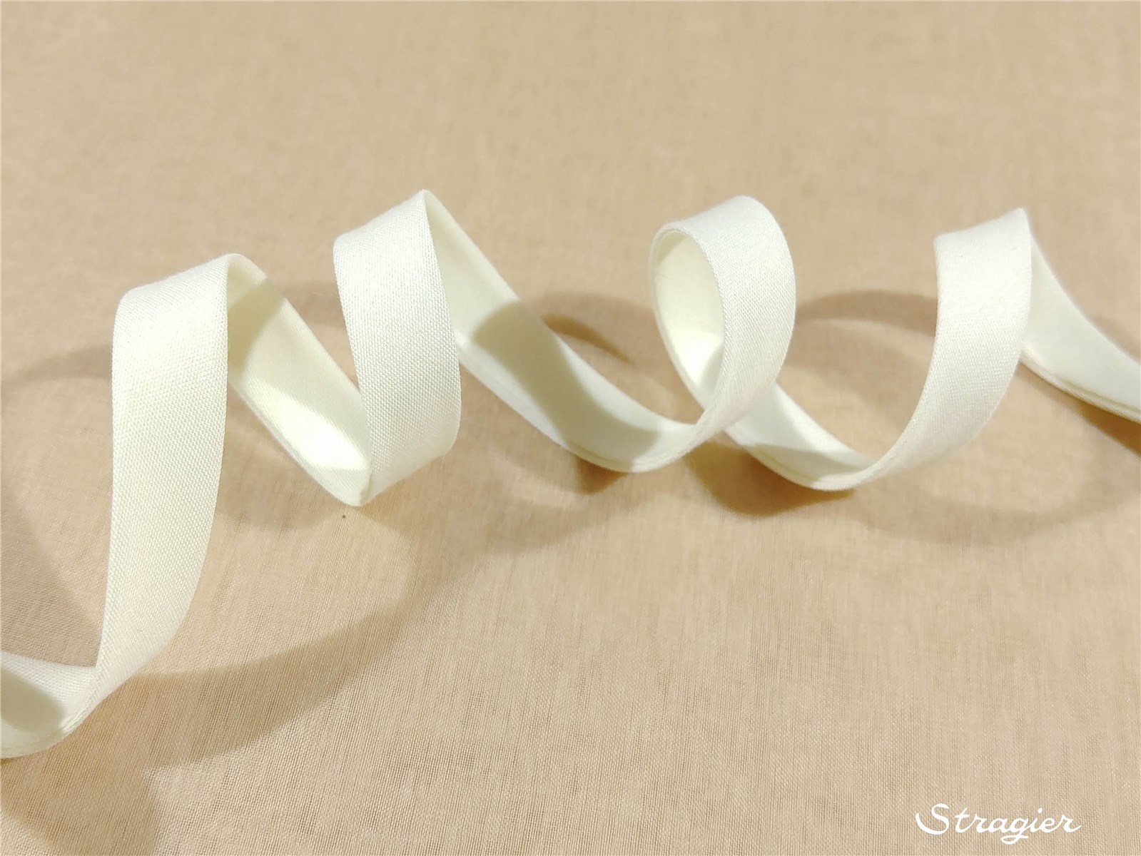 End-and-End Bias Binding - Plain - Crème - 10 mm