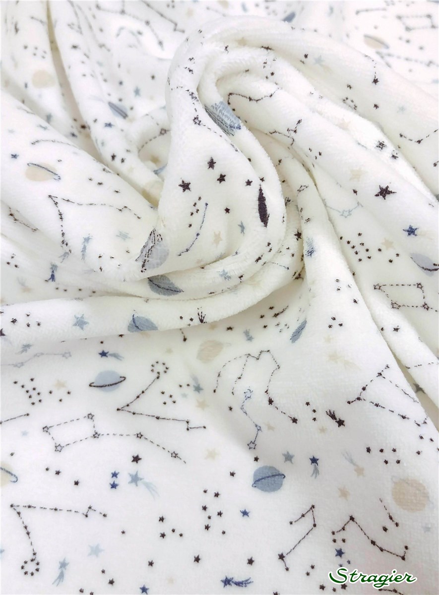 Jersey Velours soft - Constellatio - Bleu Denim 