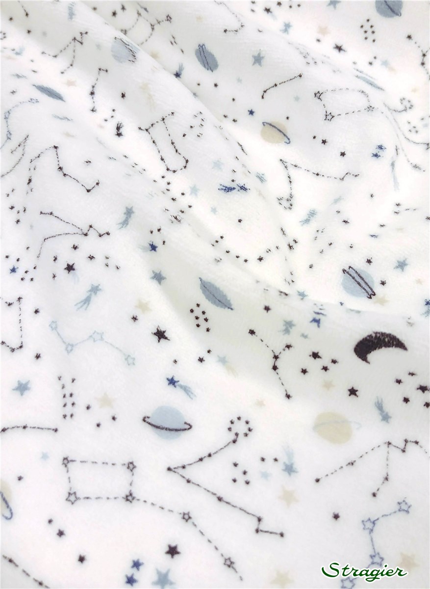 Jersey Velours soft - Constellatio - Bleu Denim 