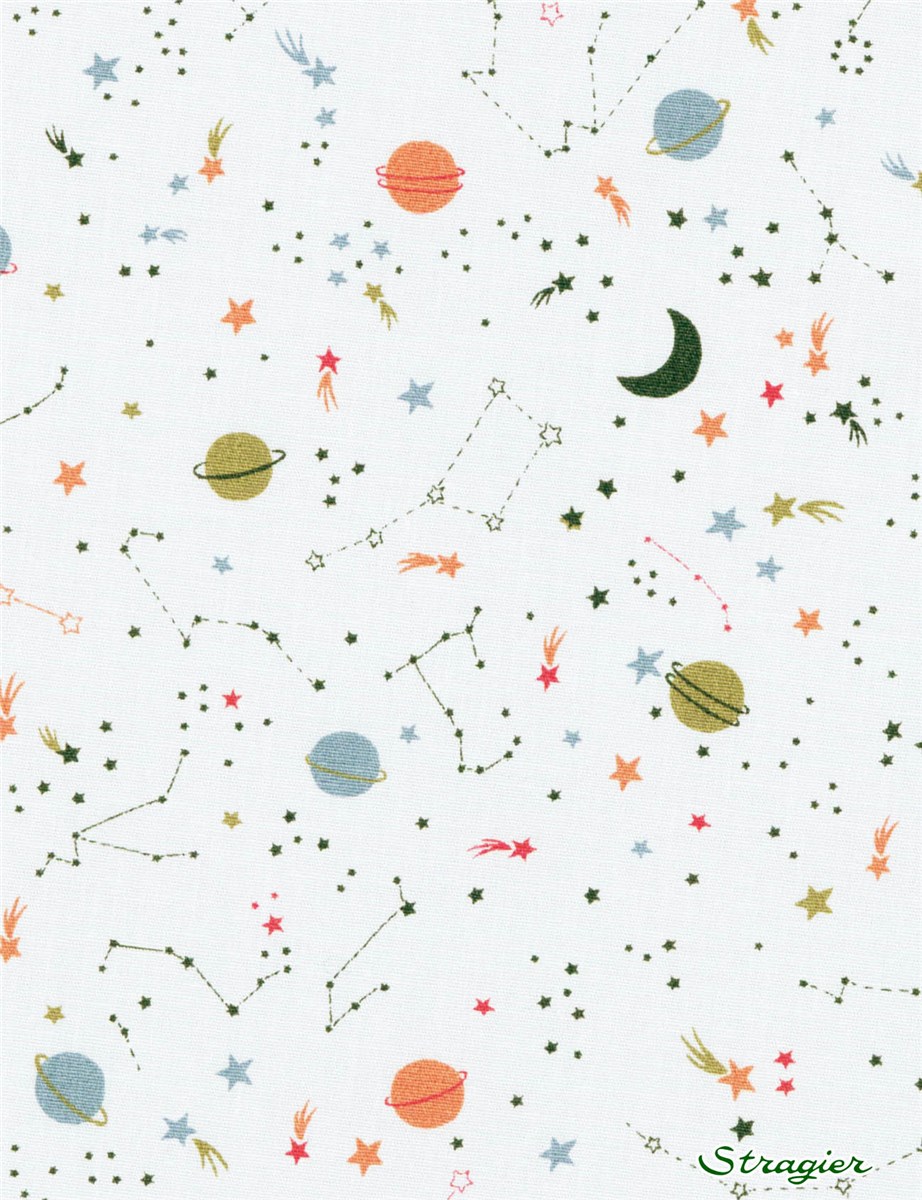 Cotton Poplin -Stretch - Constellatio - Bleu Ciel