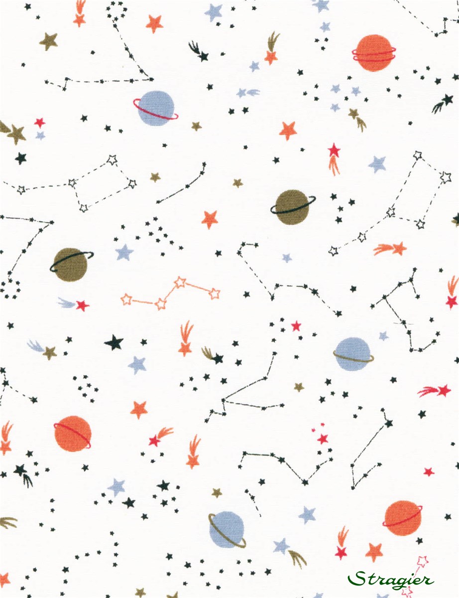 Cotton Poplin -Stretch - Constellatio - Off-White