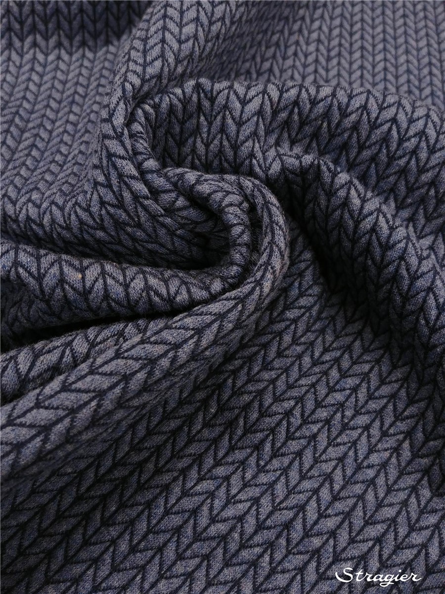 Jersey Jacquard Coton BIO - Stretch - Big Knit - Indigo-Marine 