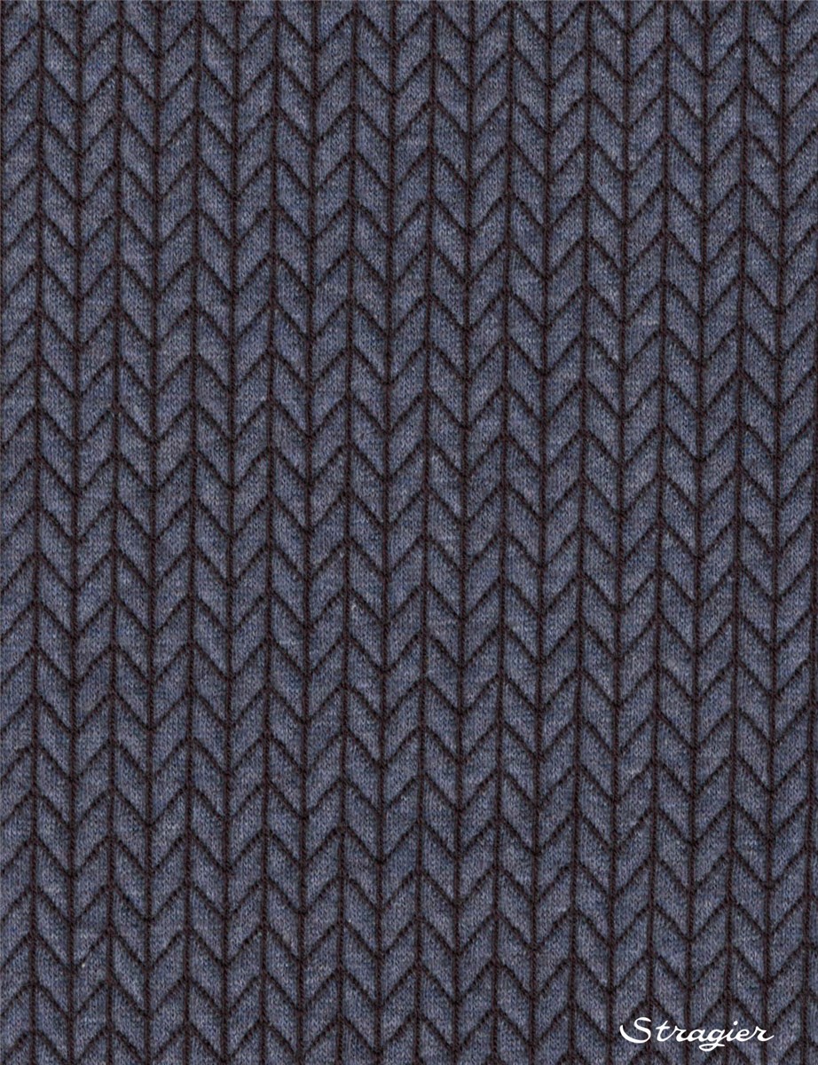Jersey Jacquard Coton BIO - Stretch - Big Knit - Indigo-Marine