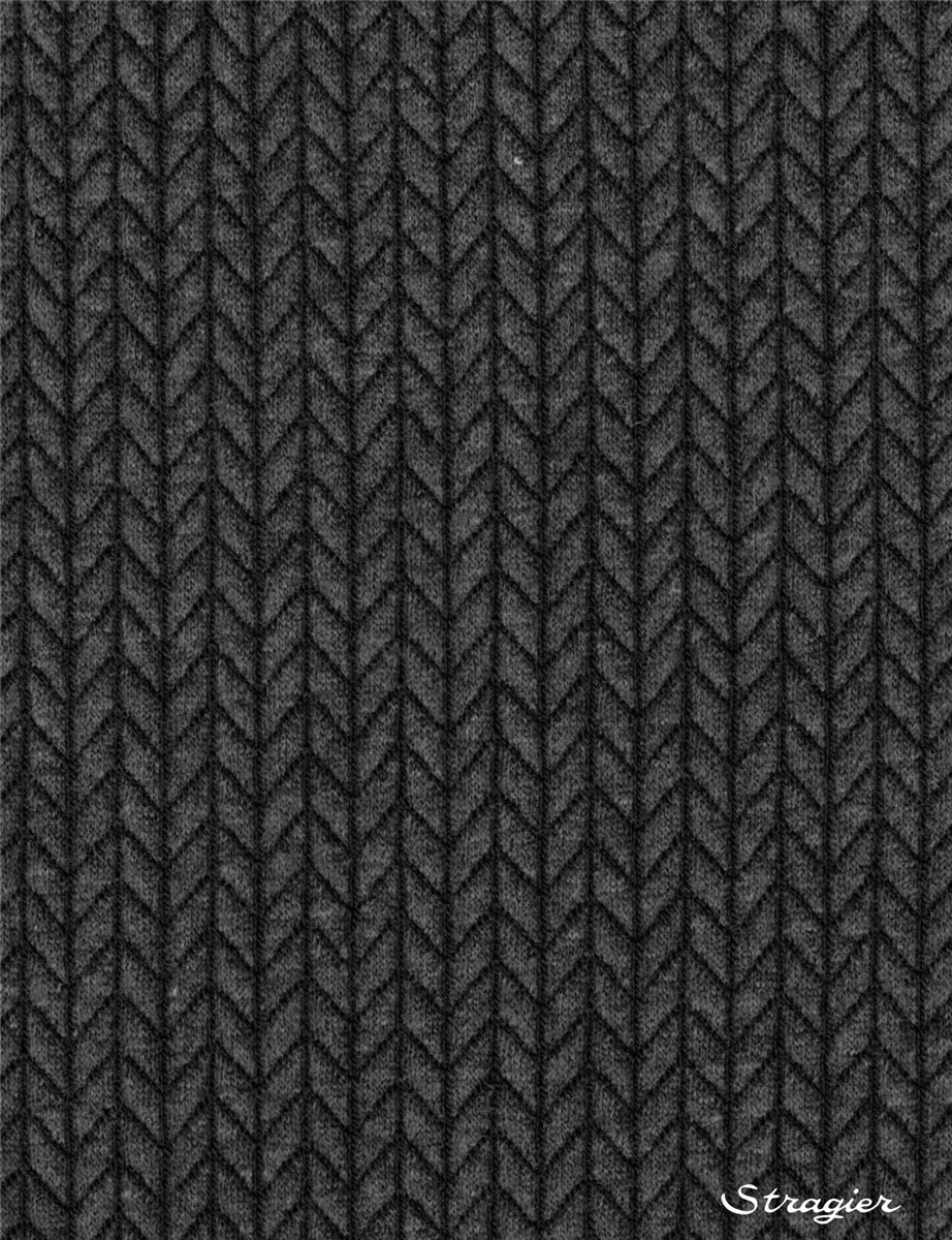 Jersey Jacquard Coton BIO - Stretch - Big Knit - Graphite-Noir 