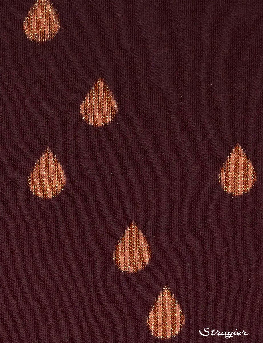 Jersey Jacquard Coton BIO - Glam Drops - Bordeaux-Cuivre