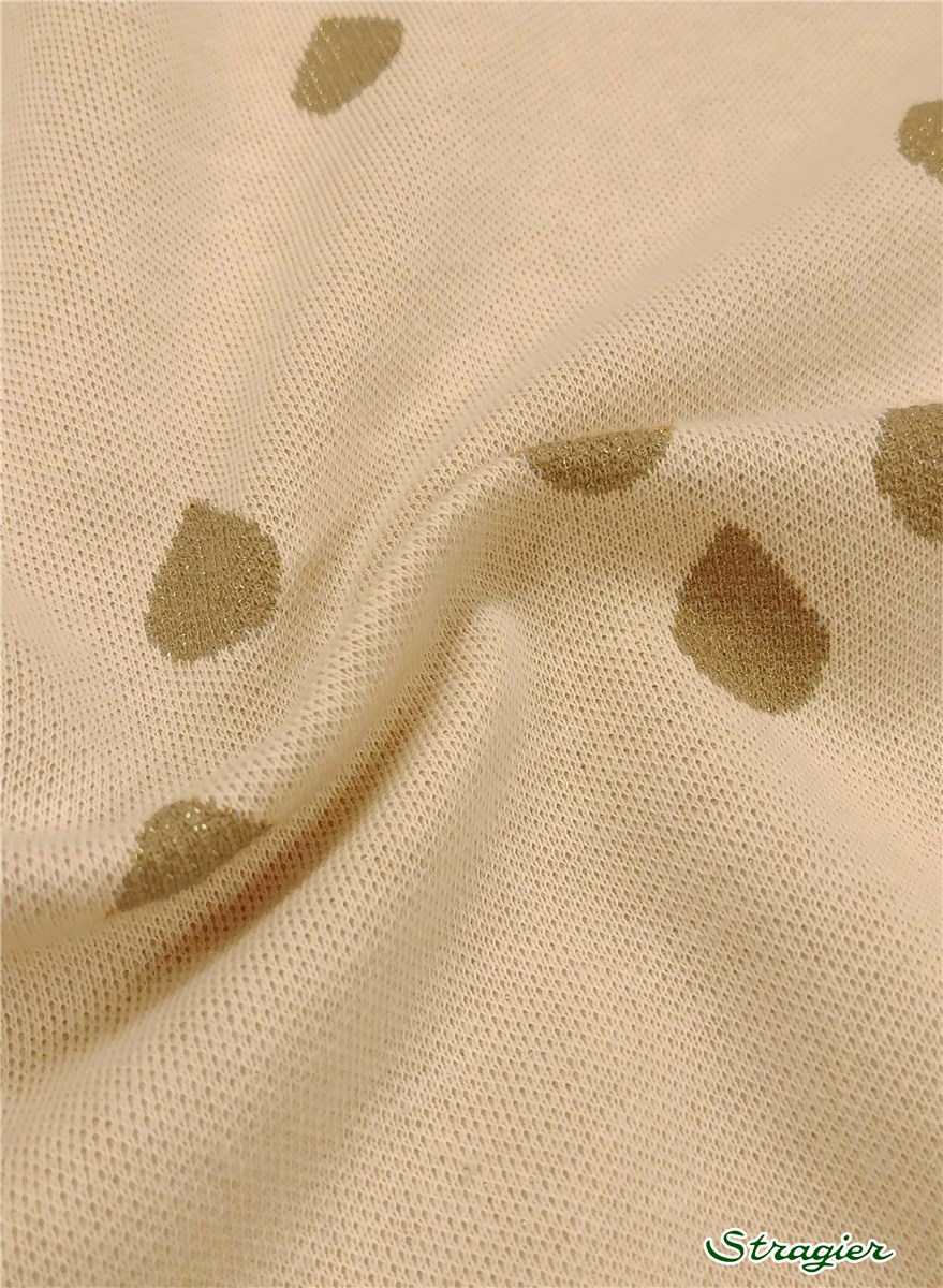 Jersey Jacquard Coton BIO - Glam Drops - Crème-Or 