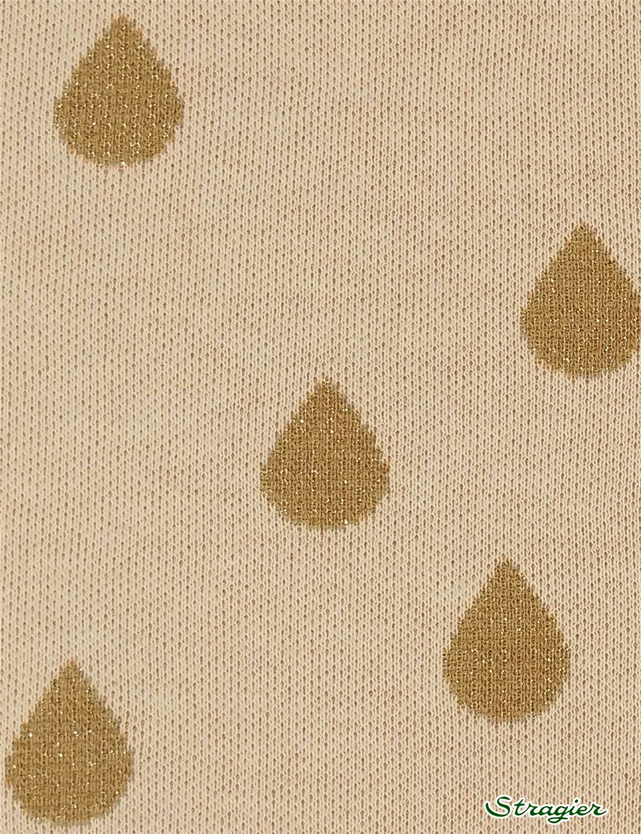 Jersey Jacquard Coton BIO - Glam Drops - Crème-Or 
