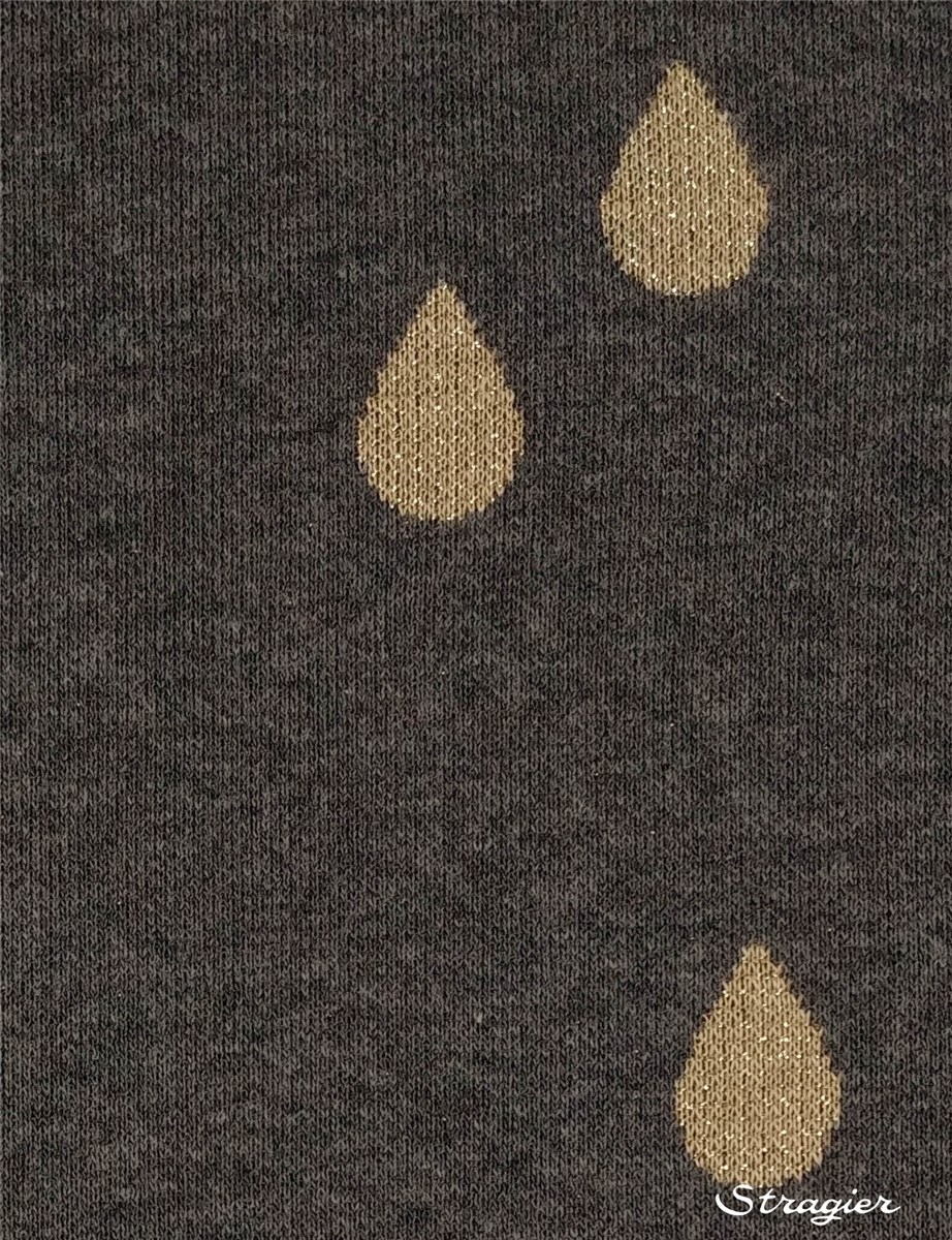 Jersey Jacquard Coton BIO - Glam Drops - Graphite-Or 