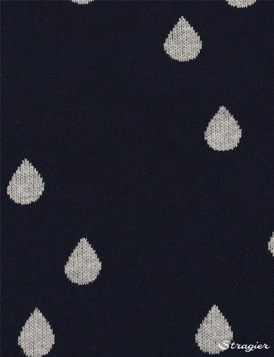 Jersey Jacquard Coton BIO - Glam Drops - Marine-Argent