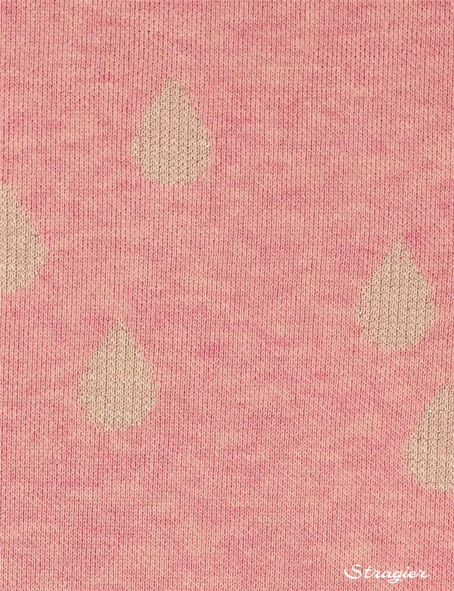 Jersey Jacquard Coton BIO - Glam Drops - Rose chiné-Argent