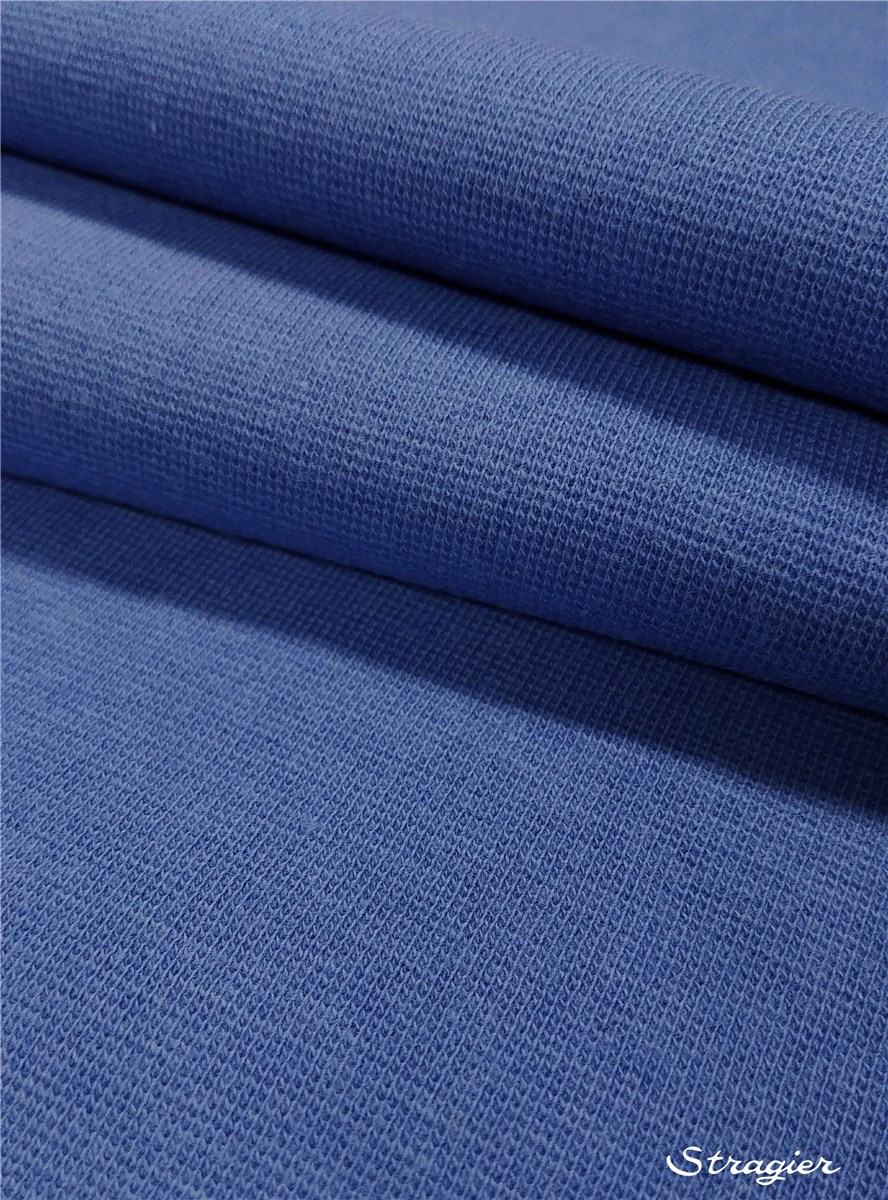 Pure Organic Cotton Knitted Ribbing - Plain - Bleu Roi
