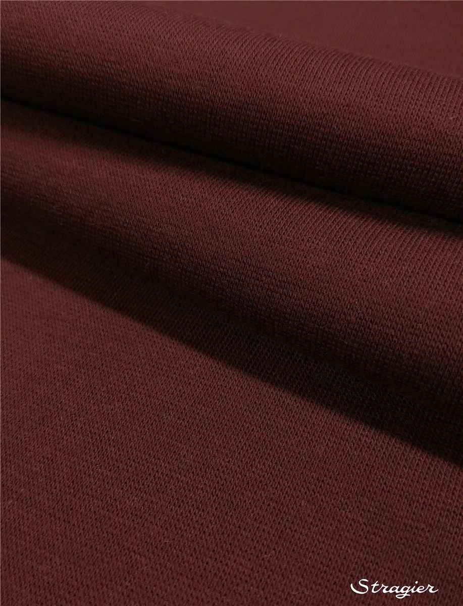Pure Organic Cotton Knitted Ribbing - Plain - Bordeaux