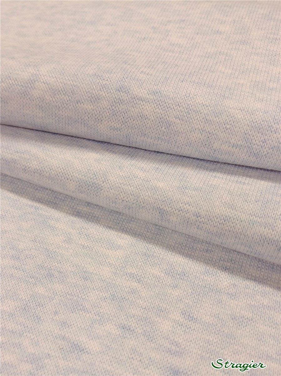 Pure Organic Cotton Knitted Ribbing - Plain - Bleu Ciel chiné