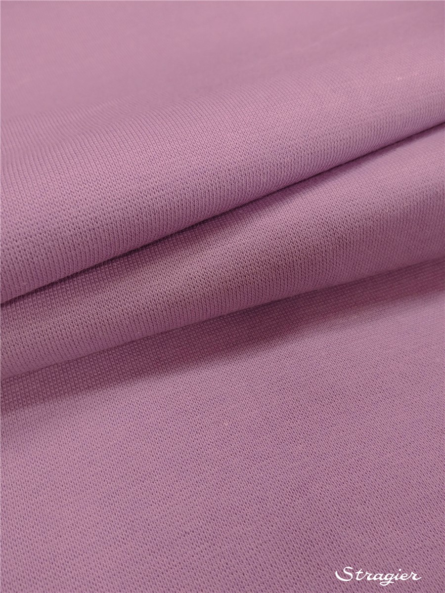 Pure Organic Cotton Knitted Ribbing - Plain - Parme