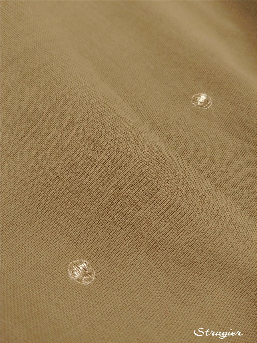 Embroidered Double Cotton Gauze - Etincelles - Or clair - Beige Sandfox