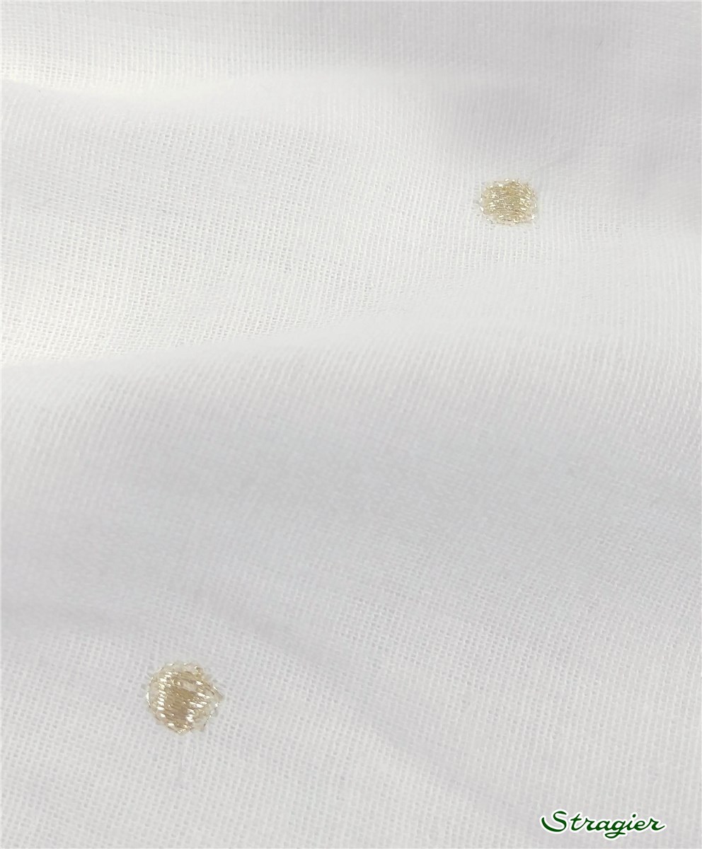 Embroidered Double Cotton Gauze - Etincelles - Or clair - Naturel
