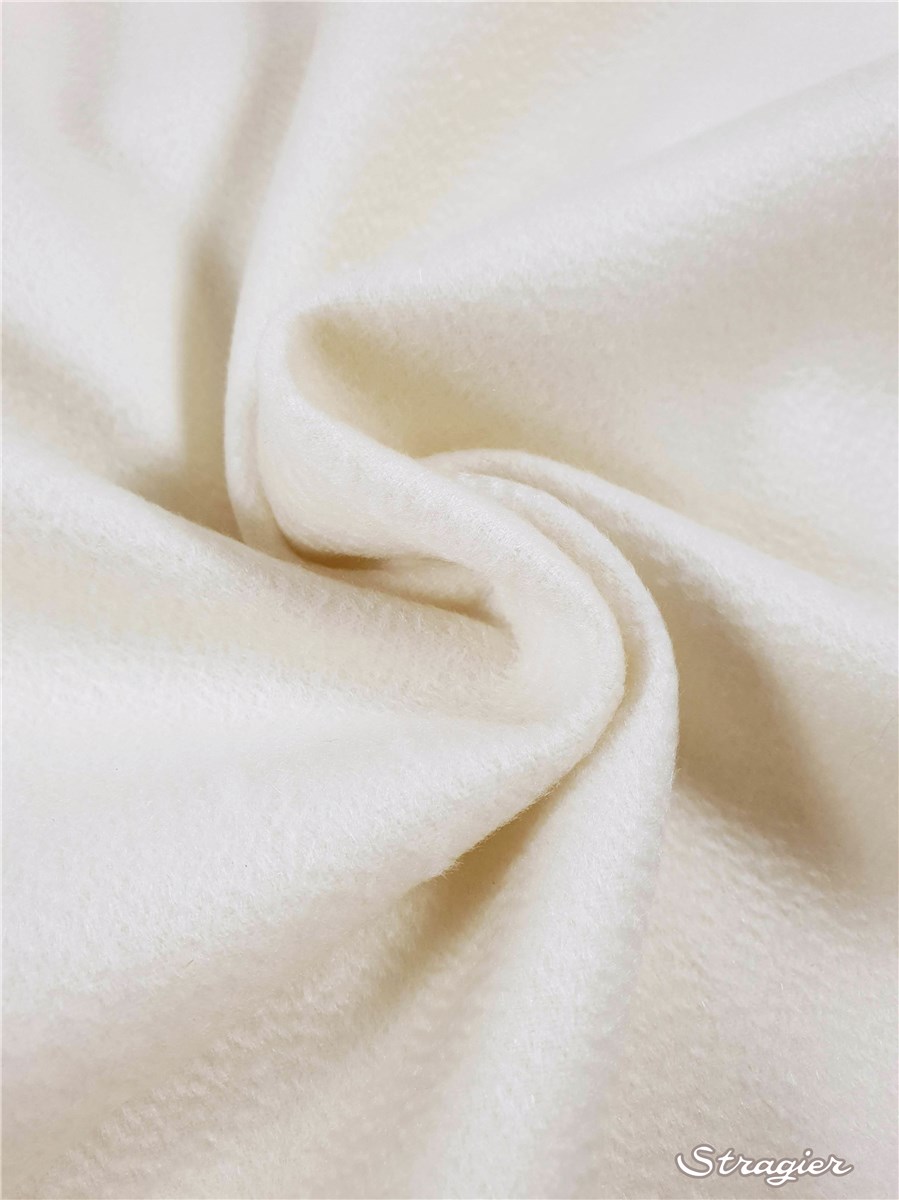 100% Cachemire longues fibres - reflet - uni - White - 22 Crème Stragier