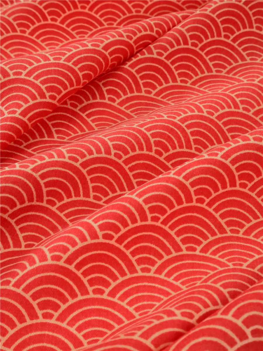 Twill Viscose Soft - Seigaiha - Rouge Corail 