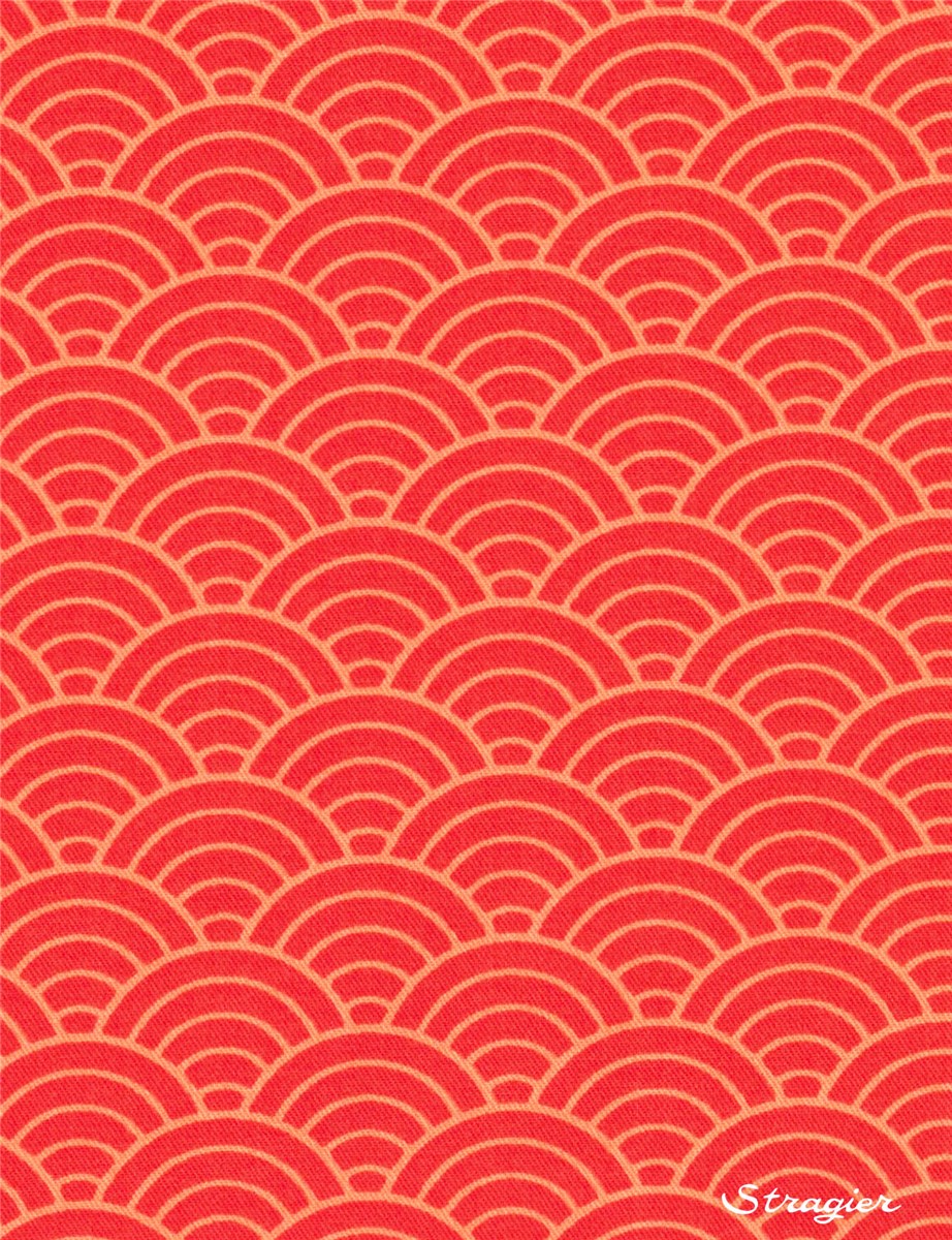 Twill Viscose Soft - Seigaiha - Rouge Corail 