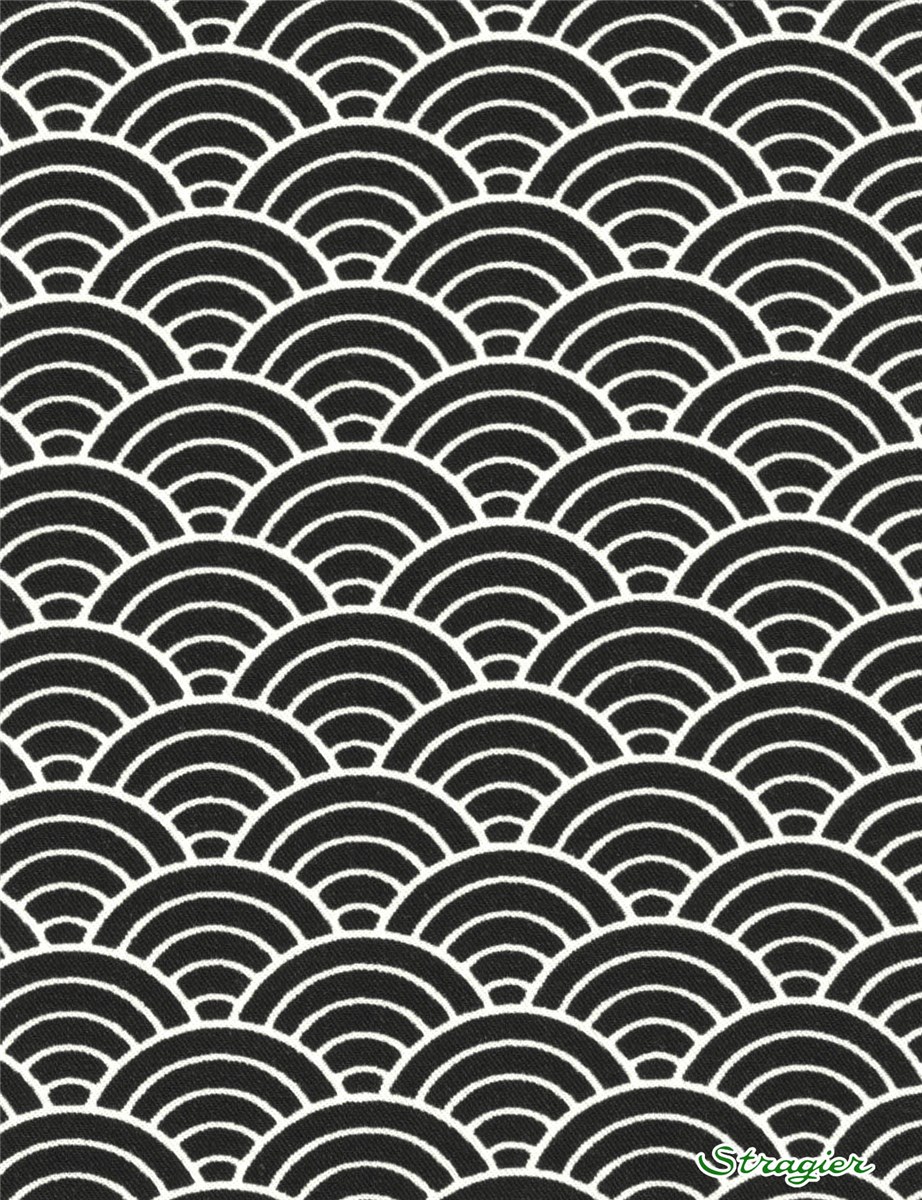 Twill Viscose Soft - Seigaiha - Blanc et Noir 