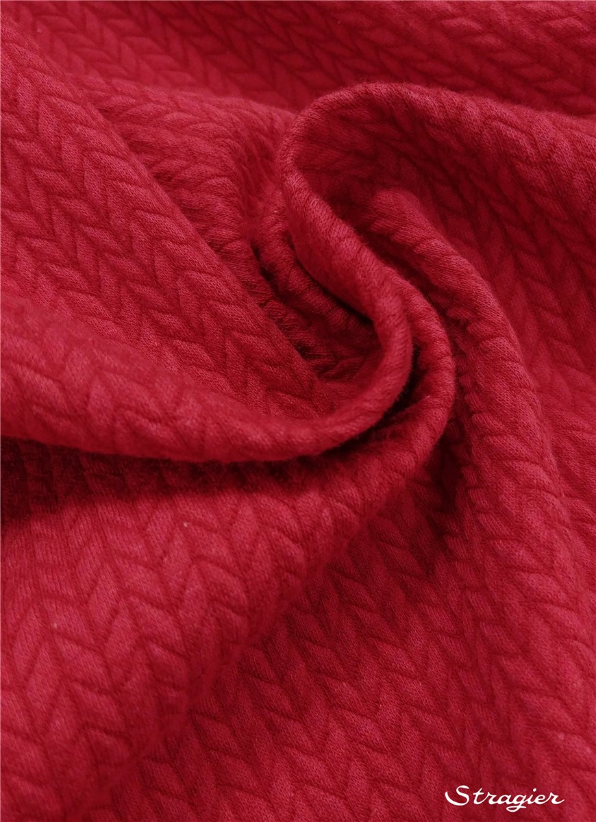 Jersey Jacquard Coton BIO - Stretch - Big Knit - Framboise 
