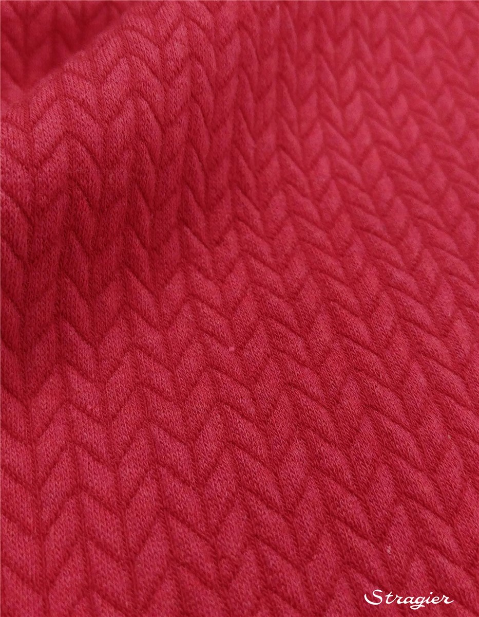 Jersey Jacquard Coton BIO - Stretch - Big Knit - Framboise