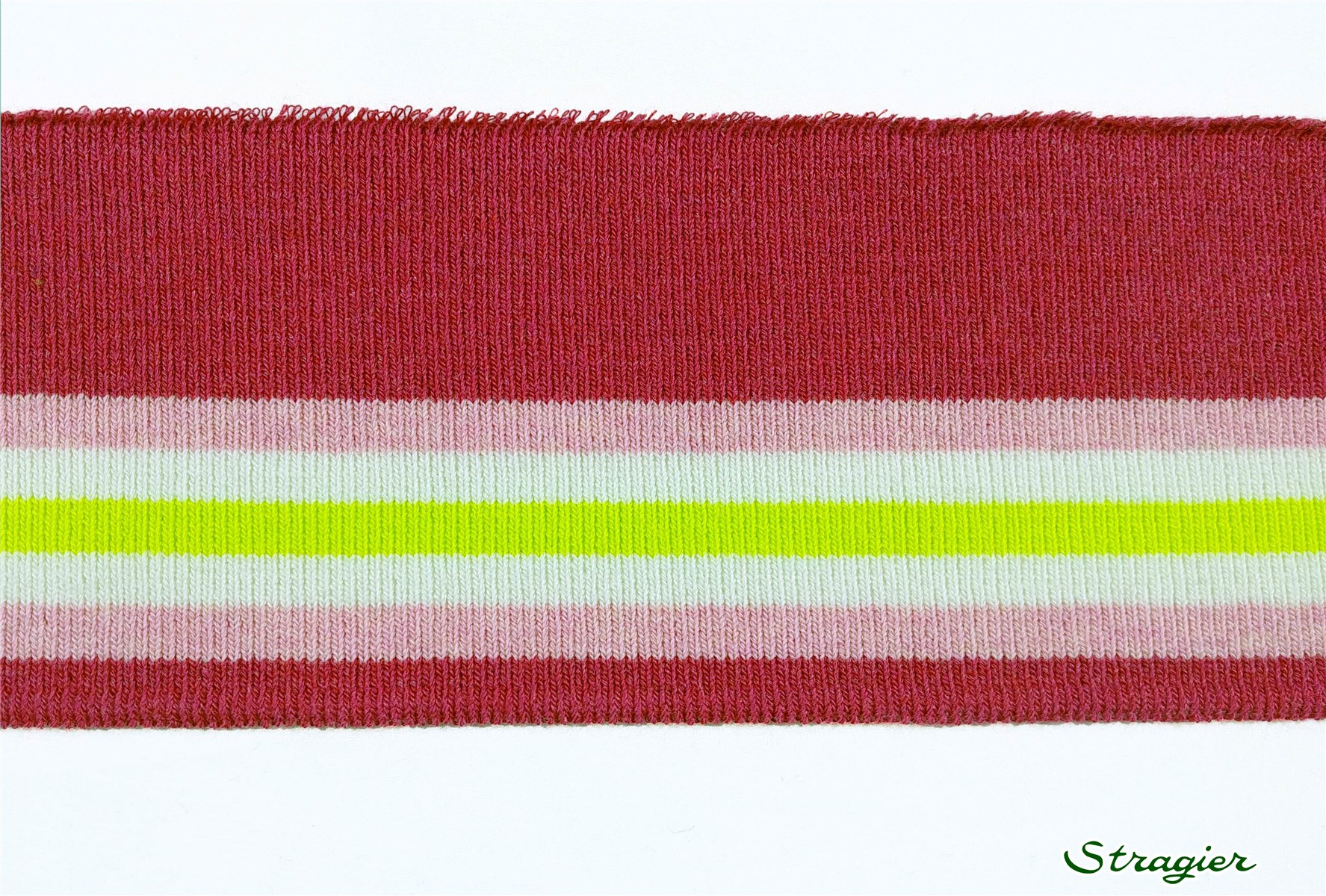 Cuffs - Bord Tricot - Stripes 2 - Framboise multicolore - 7 cm- Se vend par pièce complète de 1,4m