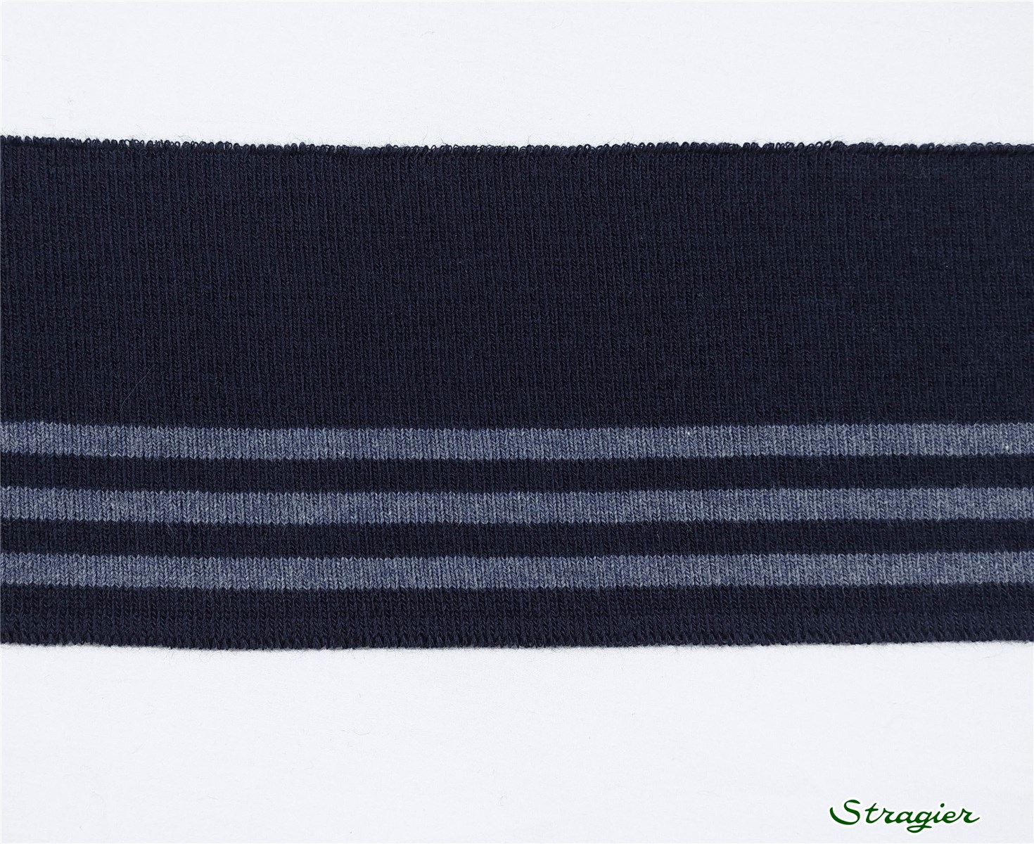 Cuffs - Bord Tricot - Stripes 1 - Marine-Indigo - 7 cm- Se vend par pièce complète de 1,4m