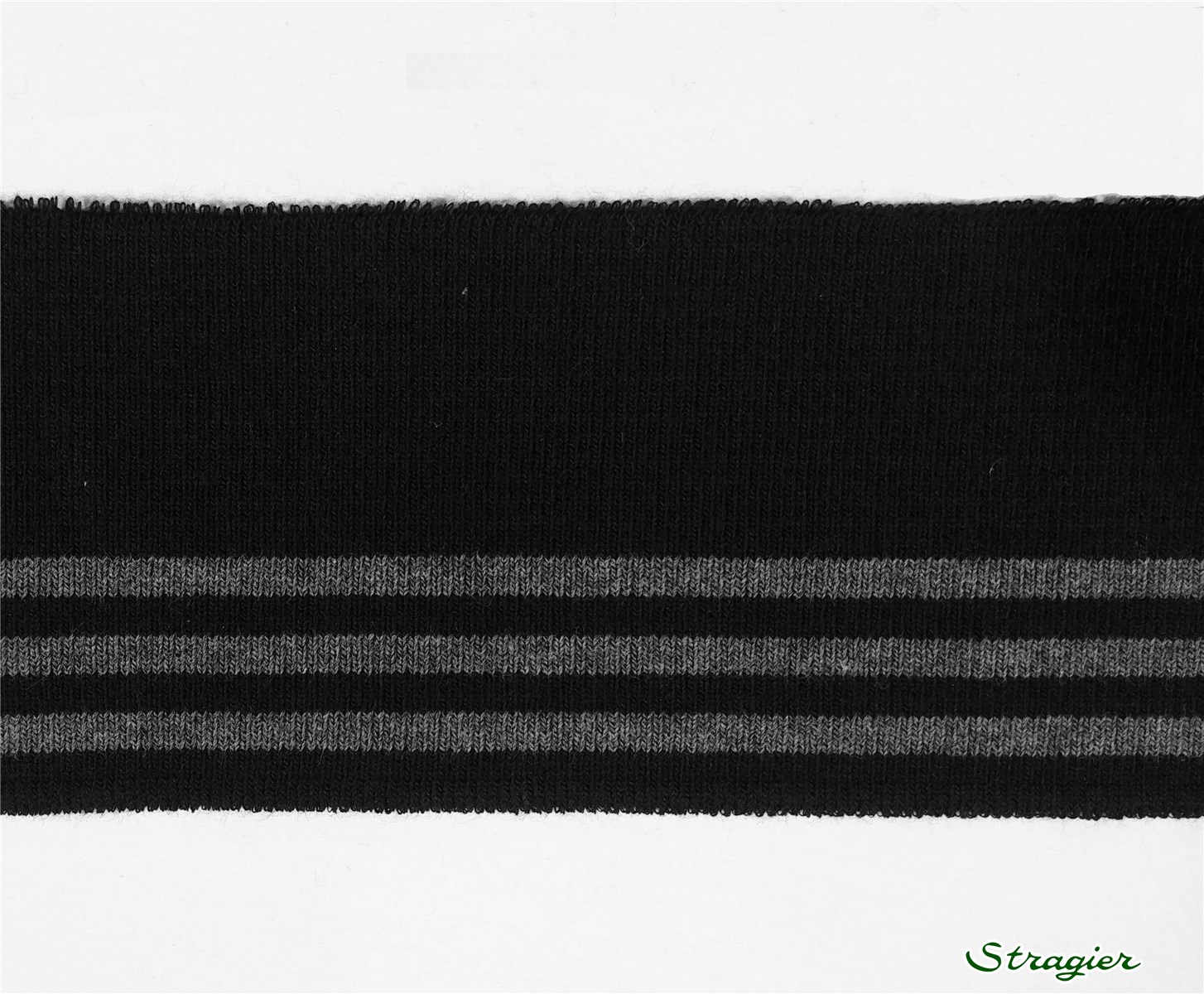 Cuffs - Bord Tricot - Stripes 1 - Noir-Graphite - 7 cm- Se vend par pièce complète de 1,4m