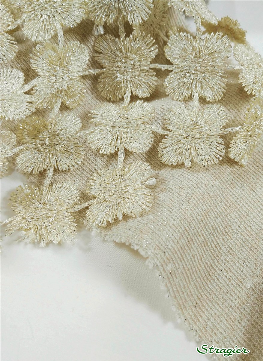 Guipure - Sarcelle - Or clair 