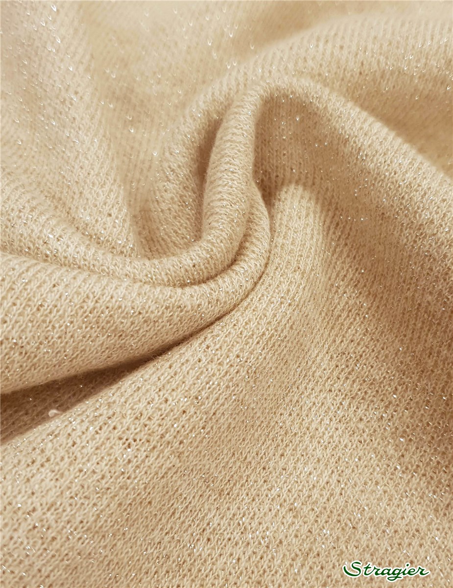 Loop Back Sweatshirt Fabric - Cotton with metallic Shine - Plain - Or clair