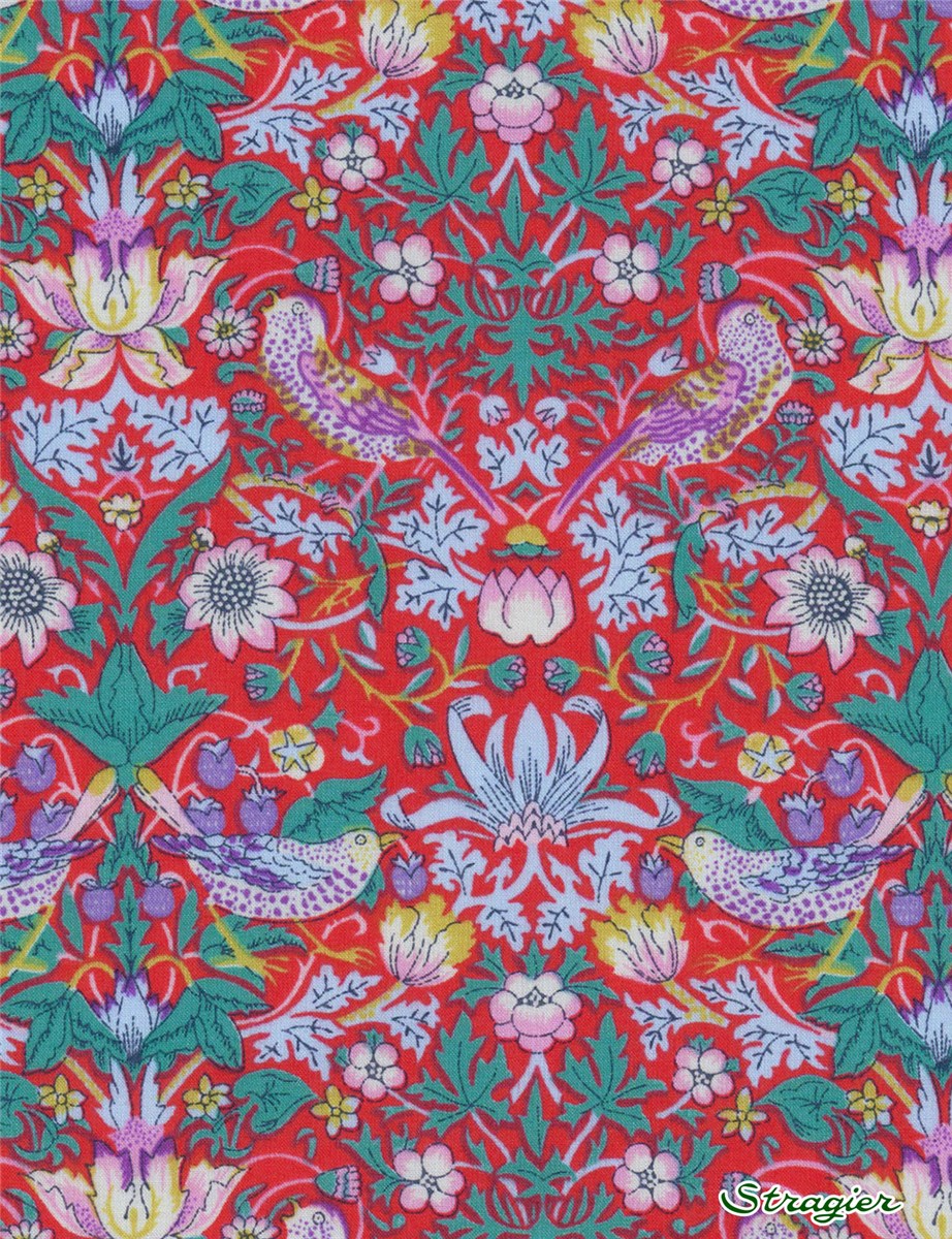 Liberty Tana Lawn - Strawberry thief - Red