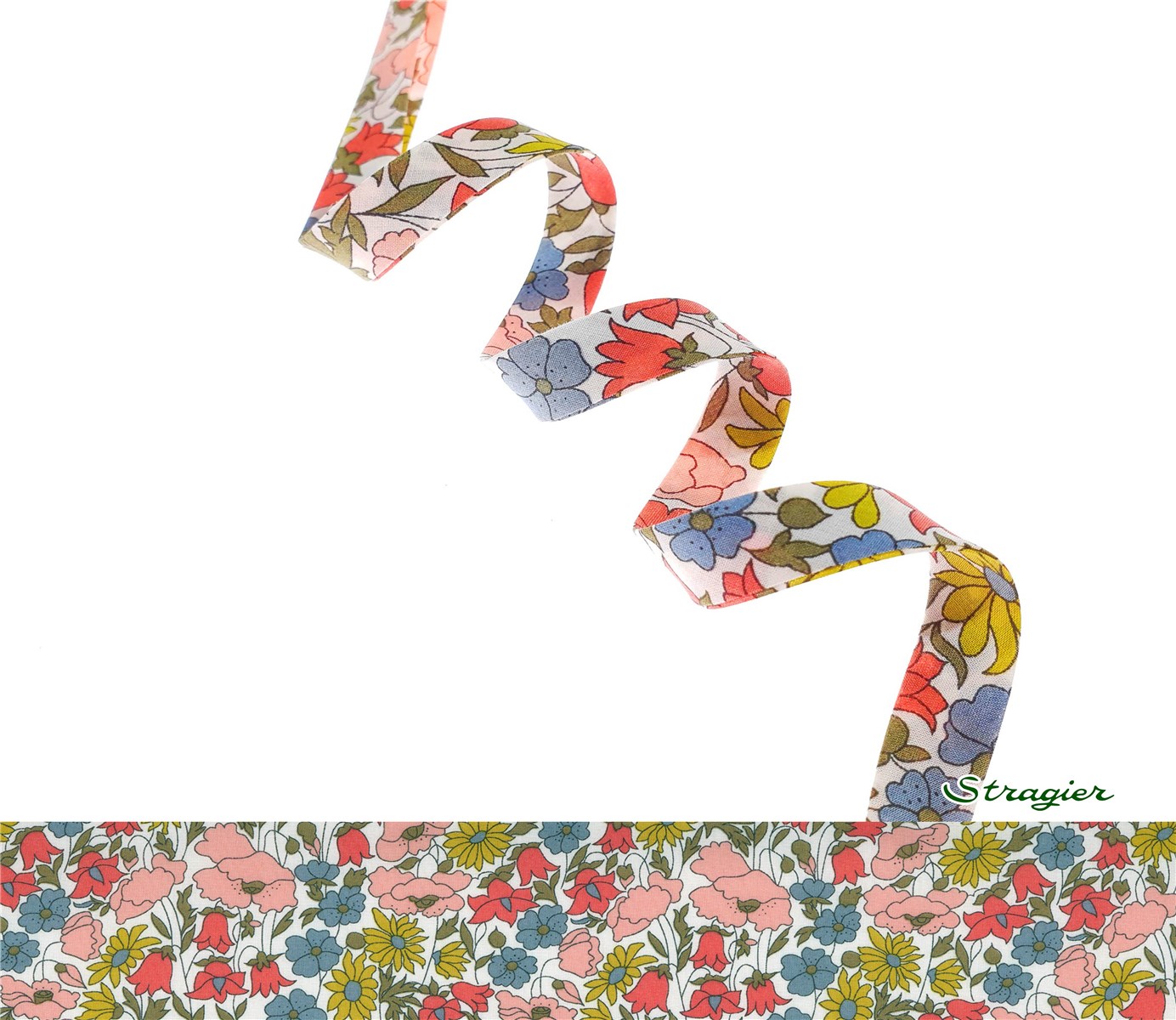 Liberty Bias Binding - 4095 Poppy and Daisy - Vénus - 10 mm
