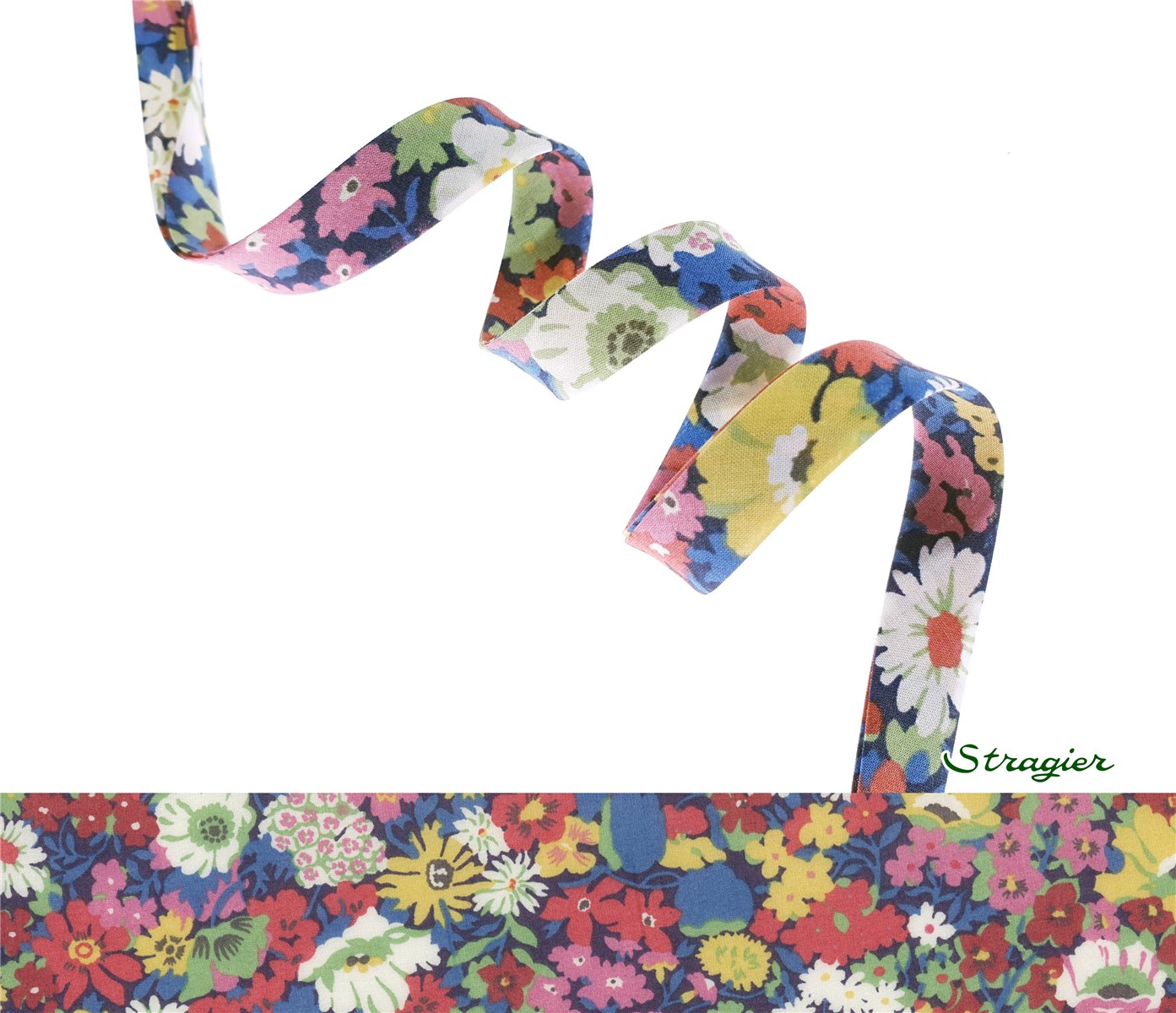 Liberty Bias Binding - 9005 Thorpe - Fleurs de printemps - 10 mm