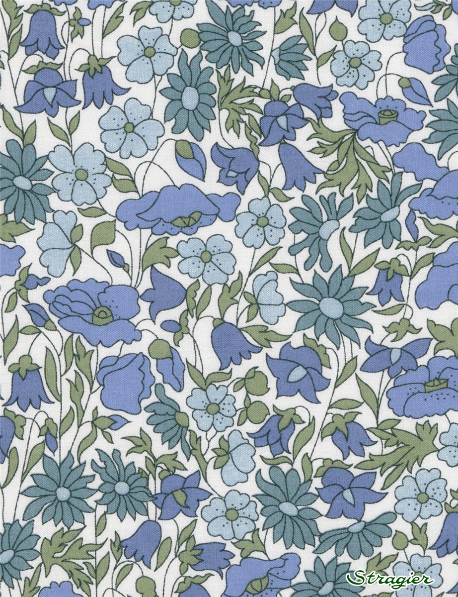Liberty Tana Lawn - 4095 Poppy and Daisy - Azur